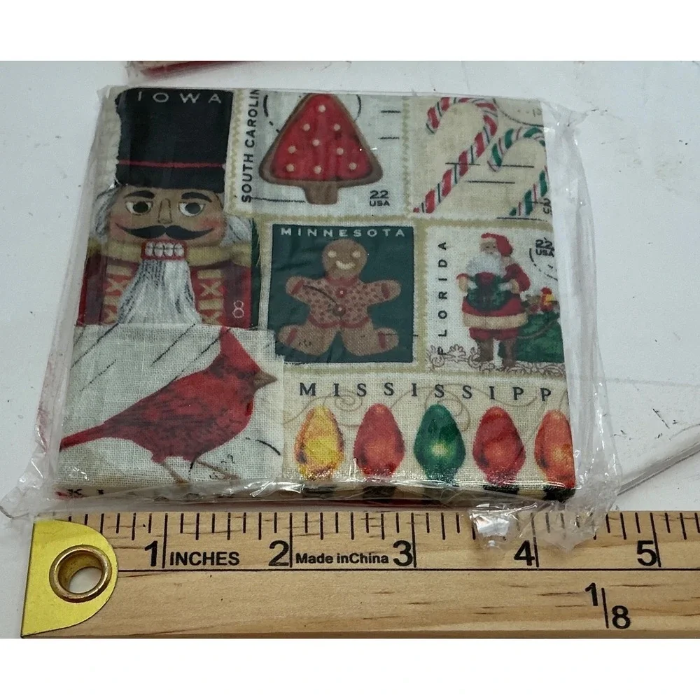 Vintage Christmas‎ Ceramic Coasters Set of 3 Snowman Nutcracker 4in